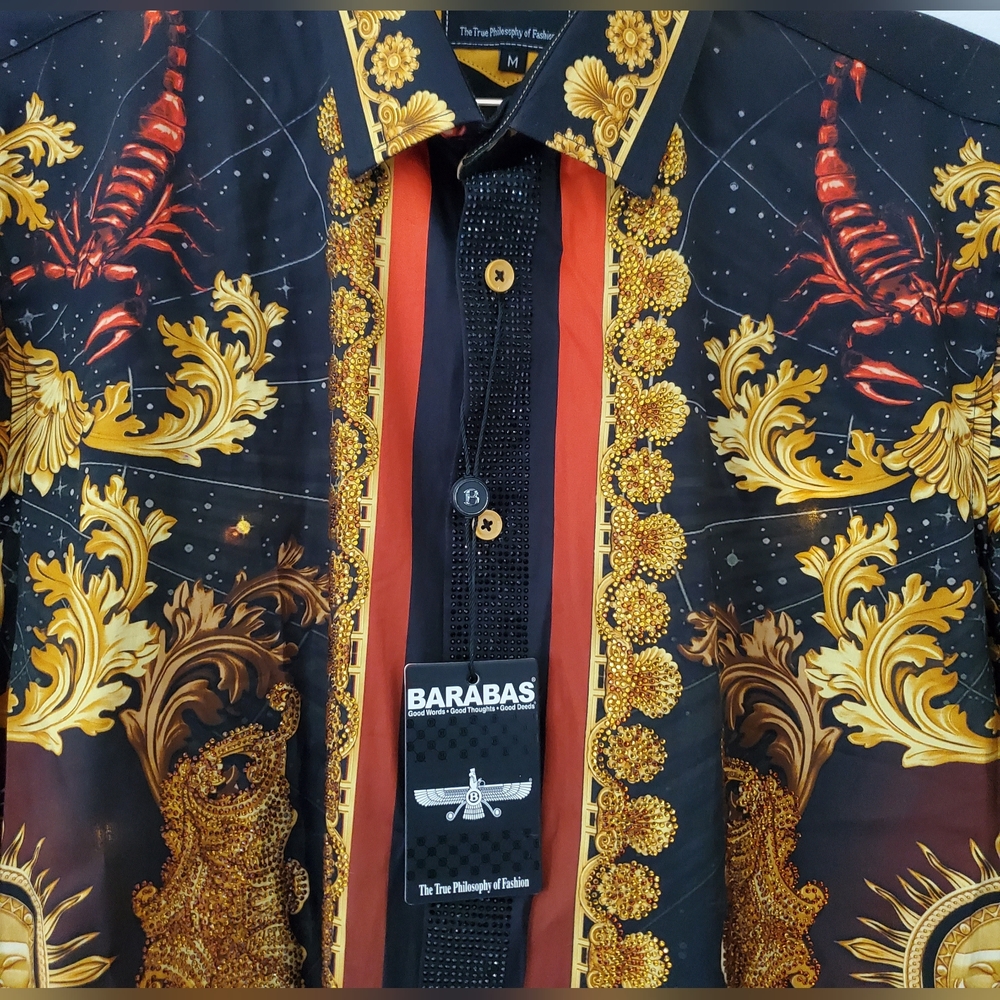 NWT Barabas Cogent Approach Rhinestone Long Sleeve Shirt Size M - Picture 7 of 12